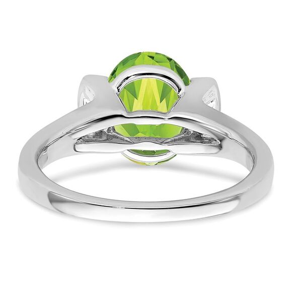 Kazi Luxury 14k White Gold Oval Peridot and Diamond Ring